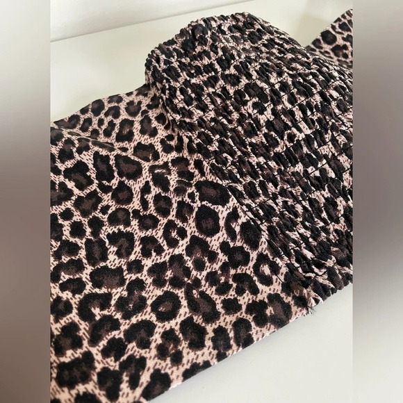 Express Leopard Print Linen Crop Tube Top with Front Tie Women’s Large NWT - Picture 12 of 13